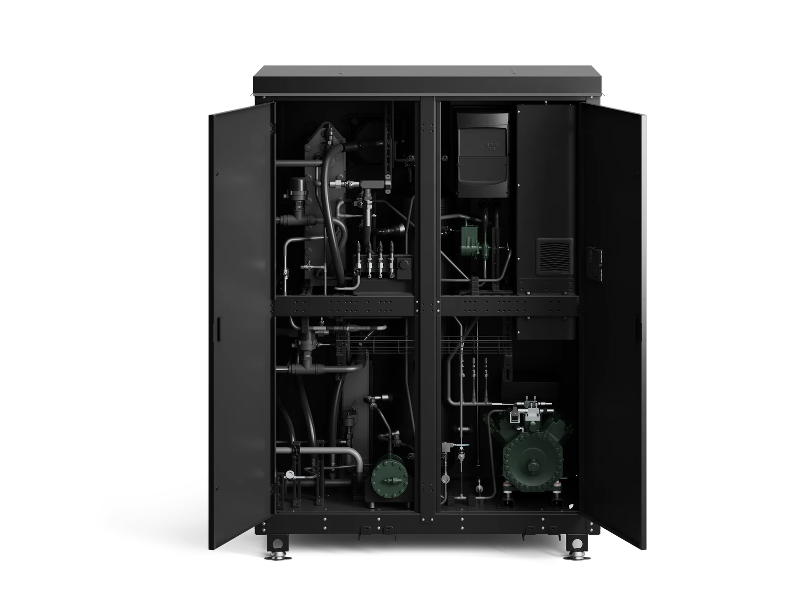 Tequs Aqua 1 heat pump cabinet with doors open