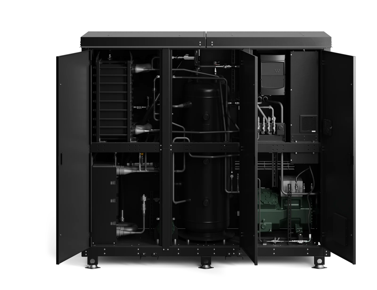 Tequs Aqua 2 heat pump cabinet with doors open