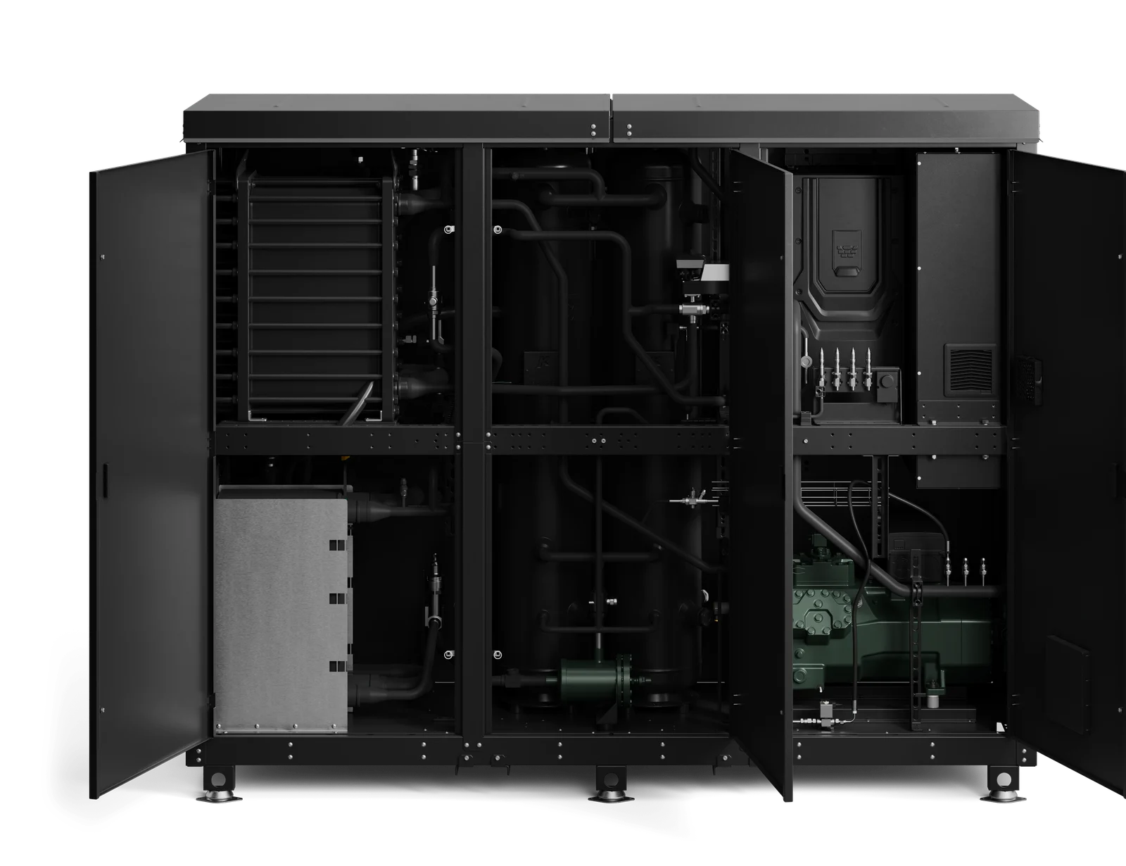 Tequs Aqua 3 heat pump cabinet with doors open
